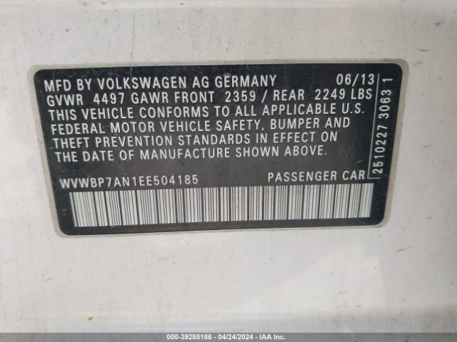 WVWBP7AN1EE504185 Volkswagen Cc 2.0t Sport