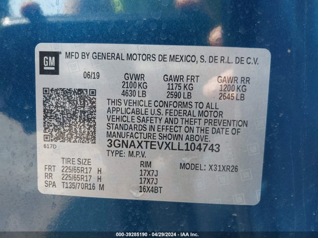 Chevrolet Equinox Awd 2fl 2020 3GNAXTEVXLL104743 Image 9