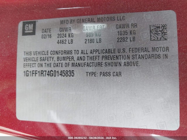 Chevrolet Camaro 1ss 2016 1G1FF1R74G0145835 Image 9