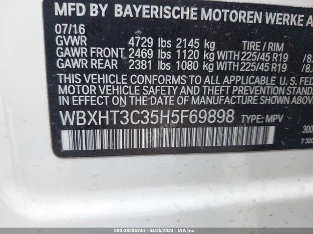 BMW X1 Xdrive28i 2017 WBXHT3C35H5F69898 Image 9