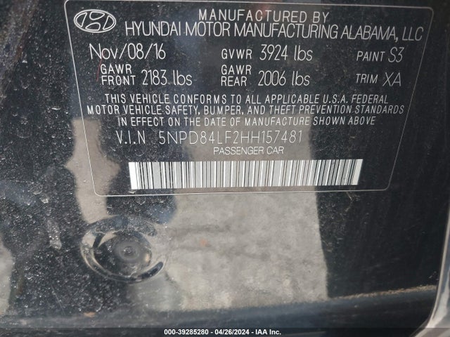 Hyundai Elantra Value Edition 2017 5NPD84LF2HH157481 Image 9
