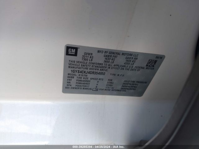 1GYS4CKJ4GR354950 Cadillac Escalade Premium Collection