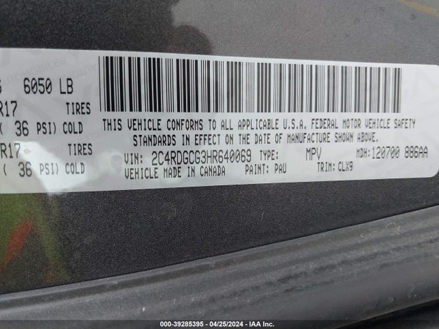 Dodge Grand Caravan Sxt 2017 2C4RDGCG3HR640069 Image 9