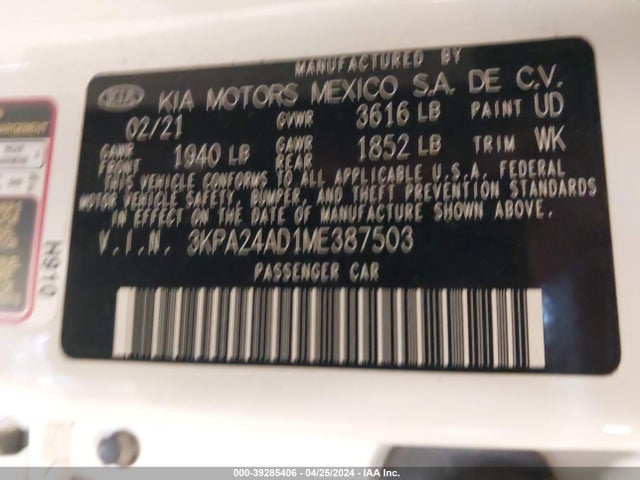 KIA RIO LX 2021 3KPA24AD1ME387503 Image 9