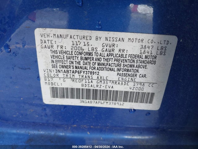 Nissan SENTRA SR 2015 3N1AB7AP6FY378912 Image 9