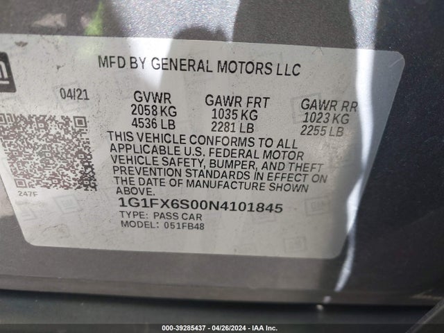 Chevrolet Bolt Ev Fwd 2lt 2022 1G1FX6S00N4101845 Image 9