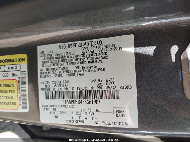 Ford FUSION SE 2014 1FA6P0HD4E5361907 Image 9