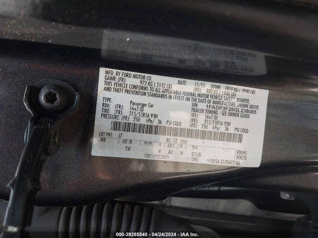 Ford FOCUS SE 2016 1FADP3F28GL238085 Image 9