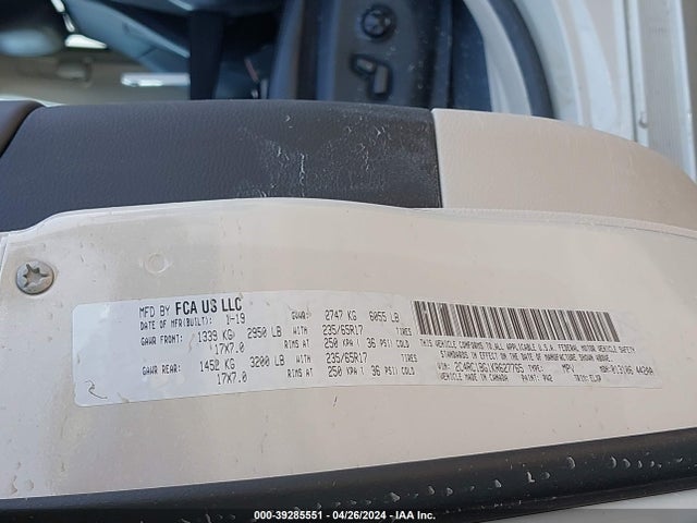 2C4RC1BG1KR627765 Chrysler Pacifica Touring L
