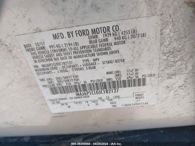 Ford Ecosport Ses 2018 MAJ6P1CL0JC182127 Image 9