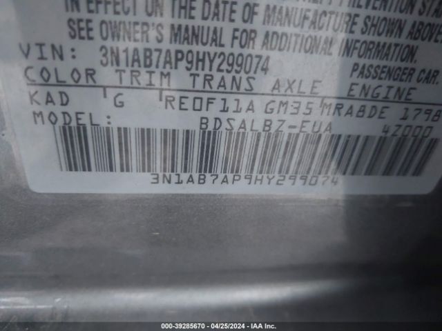 3N1AB7AP9HY299074 Nissan SENTRA S
