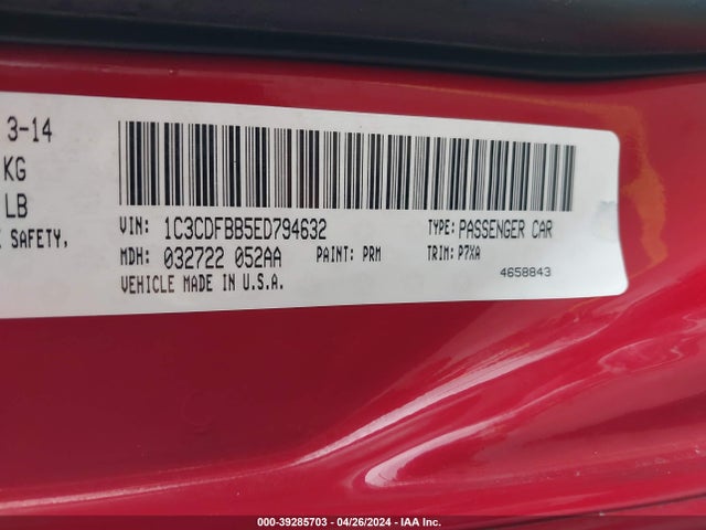 Dodge DART SXT 2014 1C3CDFBB5ED794632 Image 9