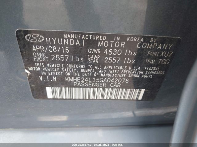 KMHE24L15GA042076 Hyundai Sonata Hybrid Se