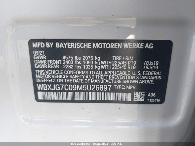 BMW X1 Sdrive28i 2021 WBXJG7C09M5U26897 Image 9