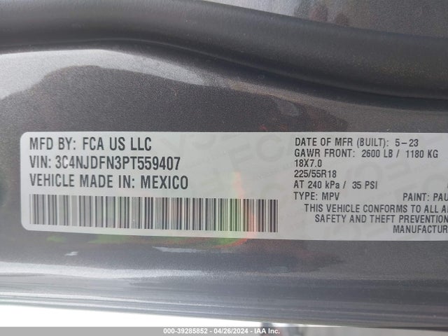 3C4NJDFN3PT559407 Jeep Compass Latitude Lux Fwd