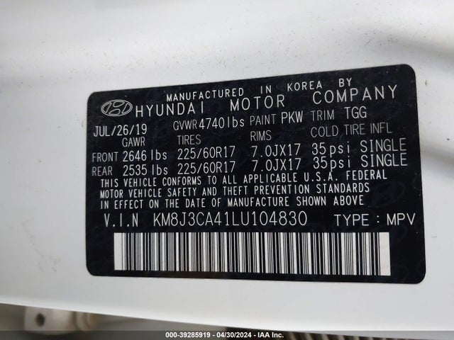 Hyundai Tucson Value 2020 KM8J3CA41LU104830 Image 9