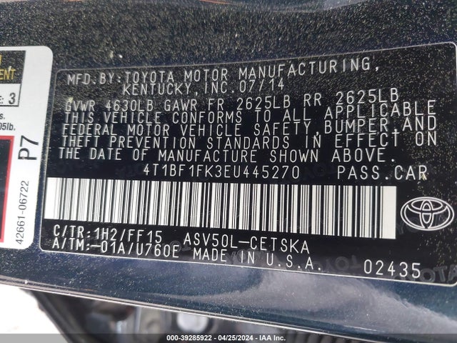 Toyota CAMRY SE 2014 4T1BF1FK3EU445270 Image 9