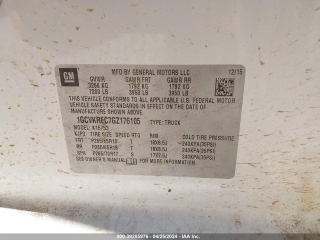 Chevrolet Silverado 1500 1lt 2016 1GCVKREC7GZ176105 Image 9