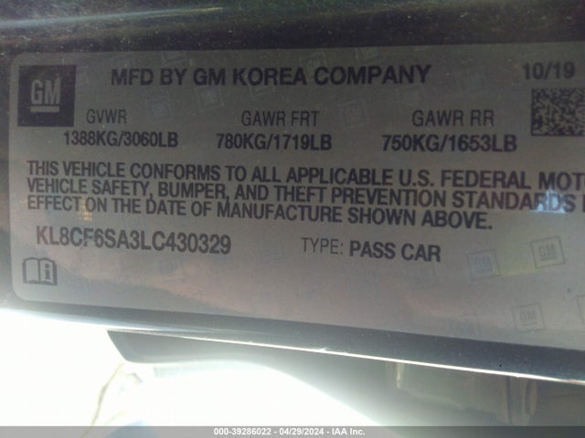 Chevrolet Spark Fwd 2lt Automatic 2020 KL8CF6SA3LC430329 Image 9