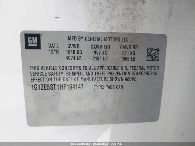 Chevrolet MALIBU 1LT 2017 1G1ZE5ST1HF194147 Image 9