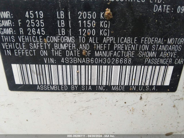 Subaru Legacy 2.5i 2017 4S3BNAB60H3026688 Image 9