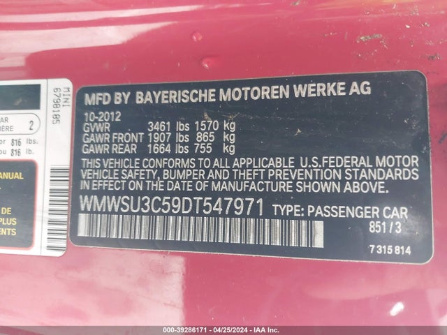 2013 MINI HARDTOP WMWSU3C59DT547971 Photo 8