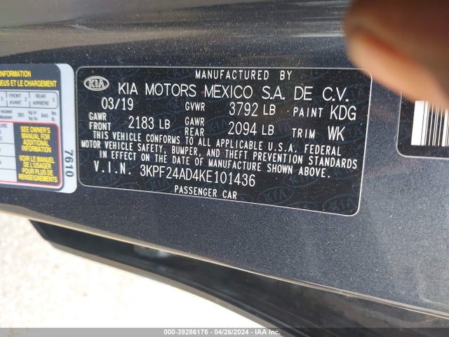 KIA Forte Lxs 2019 3KPF24AD4KE101436 Image 9