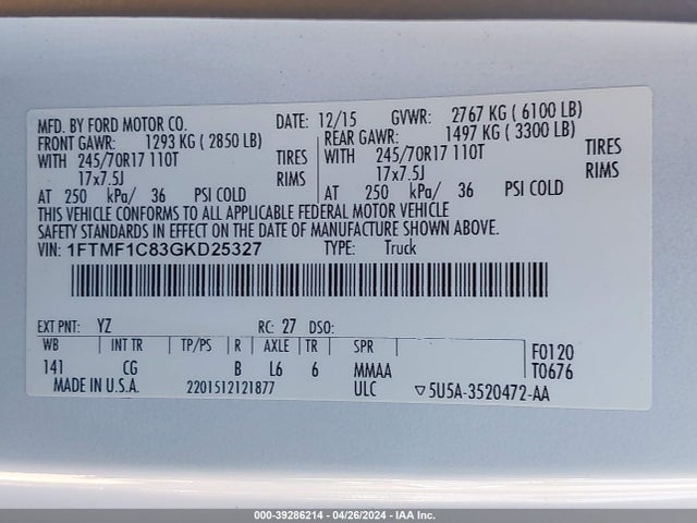 Ford F-150 Xl 2016 1FTMF1C83GKD25327 Image 9
