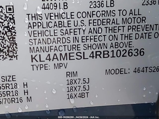 KL4AMESL4RB102636 Buick Encore Gx Sport Touring Awd