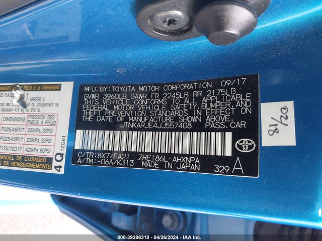 Toyota COROLLA IM 2018 JTNKARJE4JJ557408 Image 9