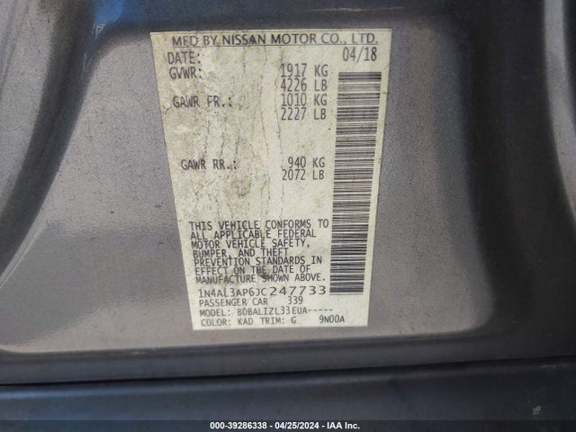 Nissan Altima 2.5 Sv 2018 1N4AL3AP6JC247733 Image 9