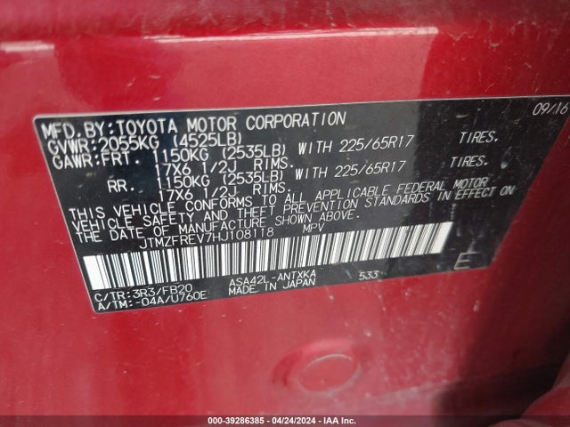 Toyota RAV4 LE 2017 JTMZFREV7HJ108118 Image 9