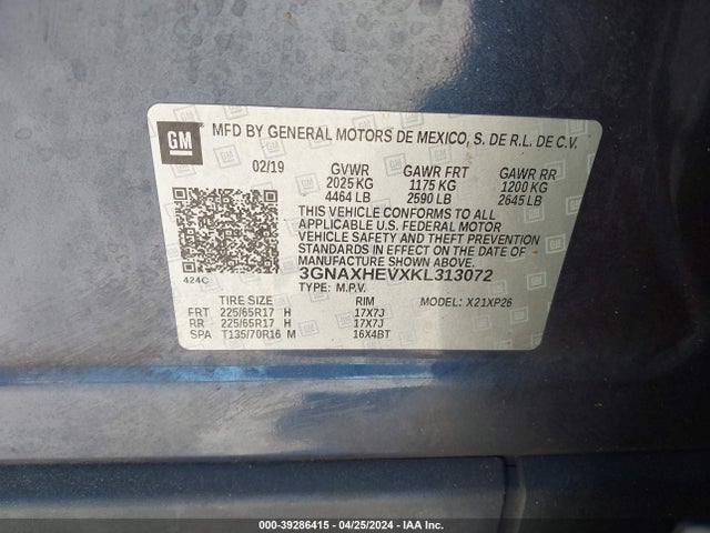 Chevrolet EQUINOX LS 2019 3GNAXHEVXKL313072 Image 9