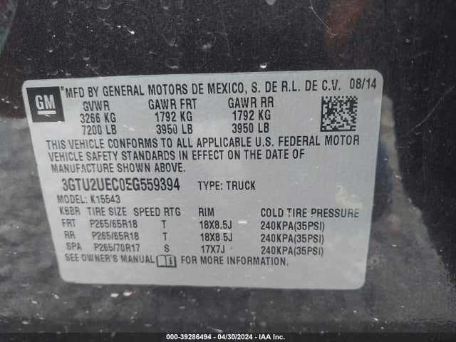 GMC Sierra 1500 Sle 2014 3GTU2UEC0EG559394 Image 9