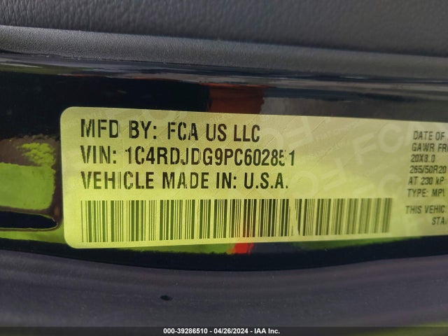 1C4RDJDG9PC602851 Dodge Durango Gt Plus Awd