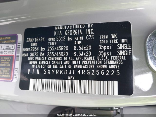 5XYRKDJF4RG256225 KIA Sorento X-line Sx Prestige