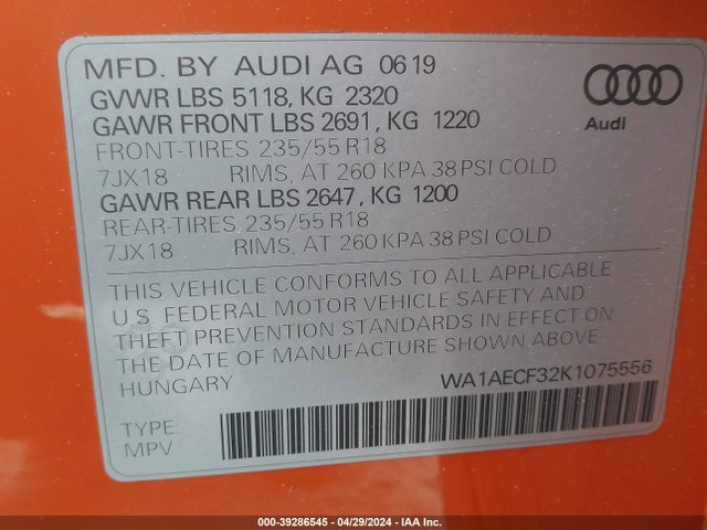 Audi Q3 2.0t Premium 2019 WA1AECF32K1075556 Image 9
