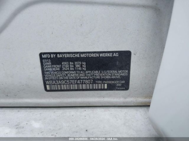 WBA3A9C57EF477807 BMW 335i