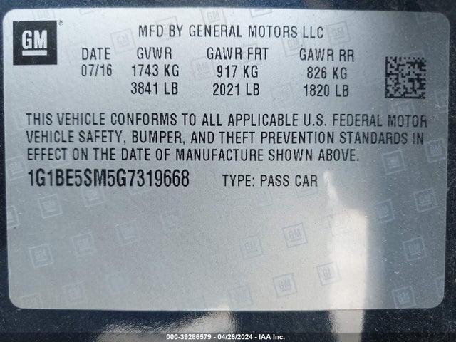 Chevrolet Cruze Lt Auto 2016 1G1BE5SM5G7319668 Image 9