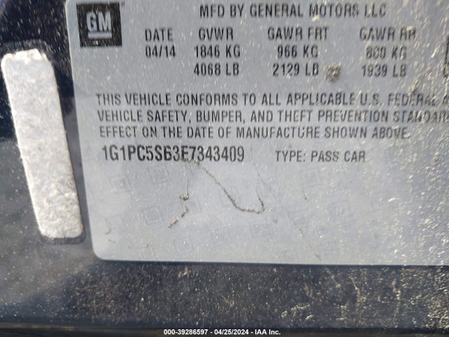 Chevrolet Cruze 1lt Auto 2014 1G1PC5SB3E7343409 Image 9