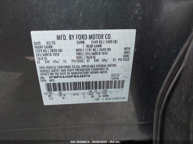 Ford EDGE SEL 2023 2FMPK4J90PBA24574 Image 9