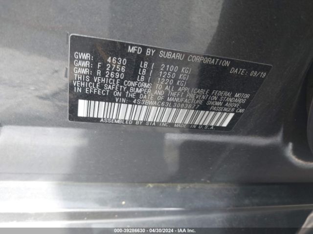 4S3BWAC63L3003877 Subaru Legacy Premium