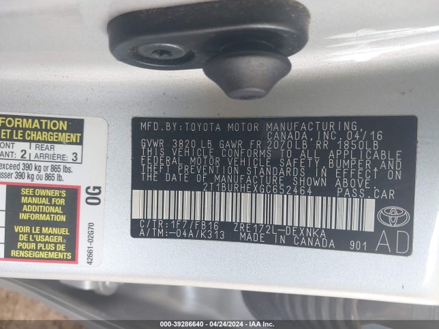 Toyota COROLLA LE 2016 2T1BURHEXGC652464 Image 9