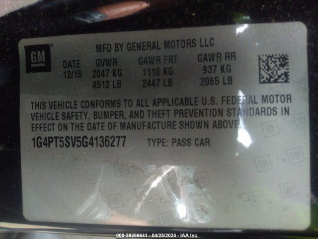 Buick Verano Premium Turbo Group 2016 1G4PT5SV5G4136277 Image 9