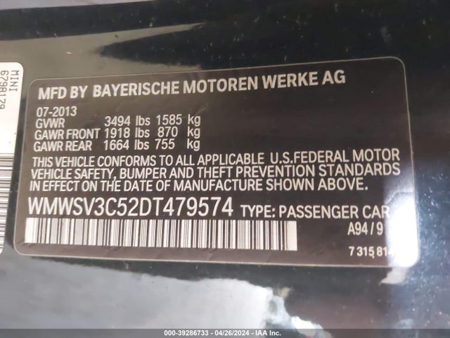 2013 MINI HARDTOP WMWSV3C52DT479574 Photo 8