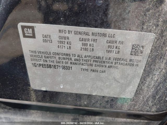 1G1PE5SB1E7168331 Chevrolet Cruze 2lt Auto