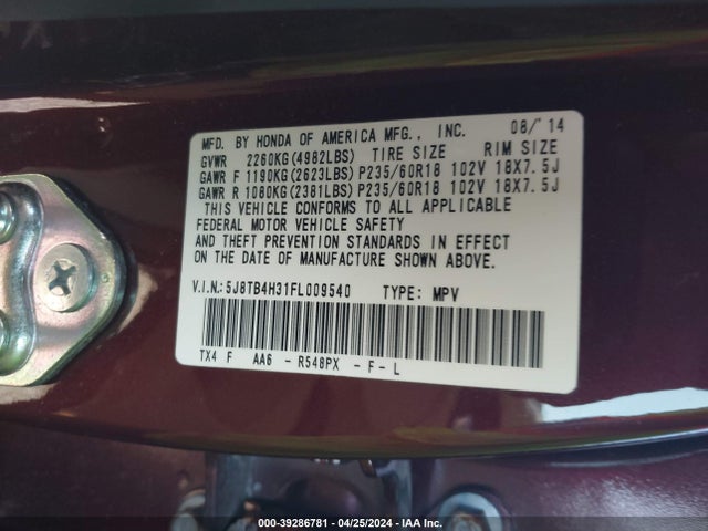 Acura RDX 2015 5J8TB4H31FL009540 Image 9
