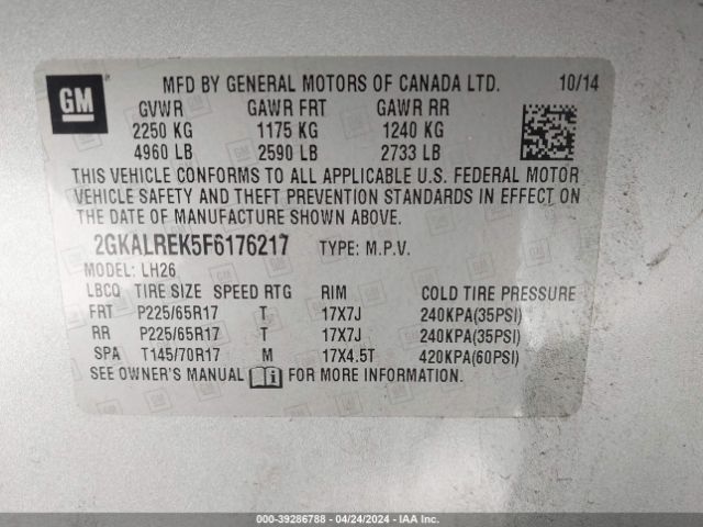 2GKALREK5F6176217 GMC Terrain Sle-2