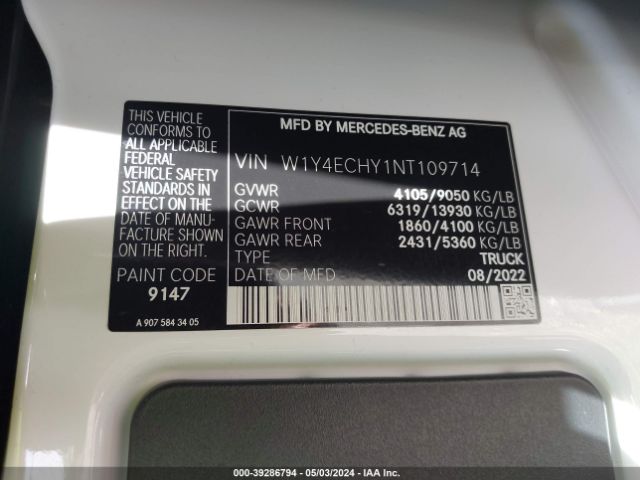 W1Y4ECHY1NT109714 Mercedes-Benz Sprinter 2500 High Roof V6