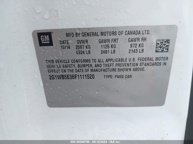 Chevrolet Impala Limited Lt 2015 2G1WB5E36F1111520 Image 9
